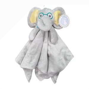 Honey Bunny Cuddly Pals Gray Elephant Lovey Security Blanket     B3004 Glasses